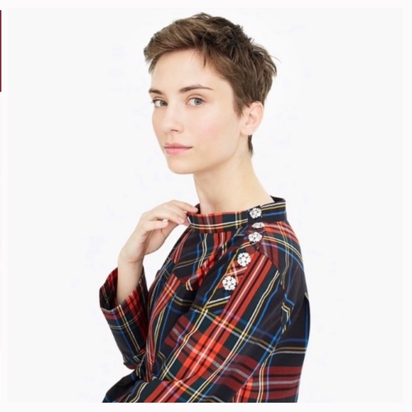 NWT J.Crew Funnelneck Shirt w/Jeweled Buttons - Picture 2 of 3